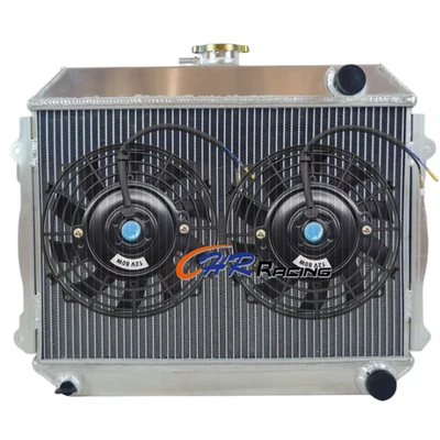 Radiador de aluminio + ventiladores para Toyota Corolla L4 1971 1972 1973 1974 1,2 L 1,6 L MT Foto 1 de 4