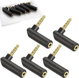 5Pcs 3.5mm Angle Male to Female Audio Adapter, 90 Degree Right Angle Gold-Plated - Picture 1 of 6