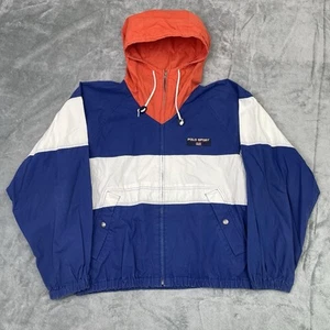 Vintage Ralph Lauren Polo Sport Full Zip Hooded Windbreaker Jacket Large - Picture 1 of 6