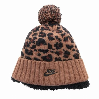 Nike NIKE NSW Puños POM Futura Gorro Tejido Gorra Sombrero Patrón Completo Marrón DM840 Foto 1 de 4