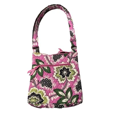 Сумочка женская хипстерская через плечо Vera Bradley Priscilla розовая с лаймовым цветочным узором весенняя - Изображение 1 из 4