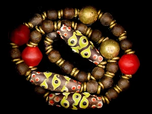 Krobo African Recycled Glass and Ancient Chinese Glass Imitation Beads Necklace  - Picture 1 of 7