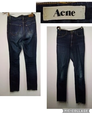 Pantalones de mezclilla para mujer Acne 28x34 lavado oscuro #J1841 Foto 1 de 4