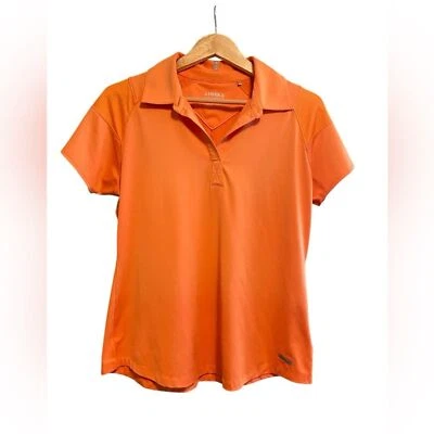 Blusa de golfe Cutter & Buck Annika laranja manga curta tamanho grande - Imagem 1 de 4