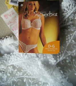 Panache White JASMINE Floral Embroidered Sheer Mesh High Leg Thong 2XL - Picture 1 of 9