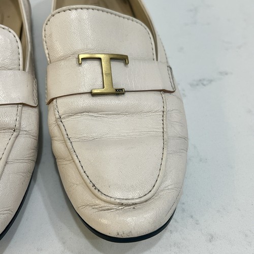 TOD’S MOCASSINO TODS T TIMELESS DONNA TAGLIA 36 FASCIA CON ACCESSORIO T METALLO AVORIO