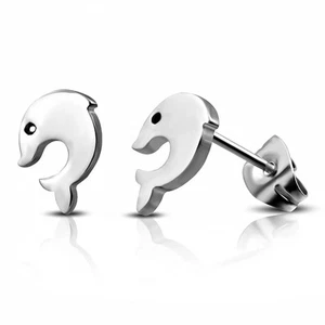2er Set Ohrstecker Piercing 316L Edelstahl Delfin Delphin silber Damen - Bild 1 von 1