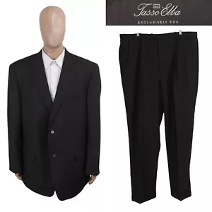 NEW Tasso Elba Angelico Two Piece Brown Wool Blue Check Suit 48L Pants 42X32.5 - Picture 1 of 16