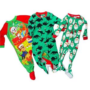 CARTERS 18 month Lot of 3 Christmas Holiday Footed Sleepers Green Red