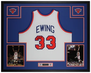 Patrick Ewing Autographed & Framed White New York Jersey Auto Beckett COA - Picture 1 of 5