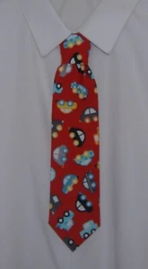 Handmade Childrens Boys Red Cars Print Tie - elasticated - Picture 1 of 1