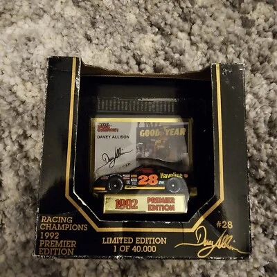 Racing Champions 1992 Premier Edition #28 Davey Allison Car Card Display Stand - Image 1 of 4