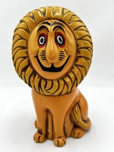Retro Vintage 60s 70s Happy Lion Coin Piggy Bank MCM Paper Mache Chalk Ware READ - Picture 1 of 10