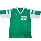 Vintage 80?s Adidas Football Jersey Made in USA Green White Medium