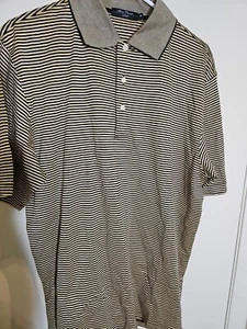 Alan Flusser Men’s Golf Polo Size Medium Short Sleeve Black Gold Striped Shirt - Picture 1 of 5