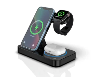 Estación base de cargador inalámbrico rápido 3 en 1 15 W para Apple Watch 10 9 iPhone 16 15 14 - Imagen 1 de 15