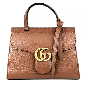 GUCCI GG Marmont Hand Bag Leather Brown Shoulder Authentic - Picture 1 of 24