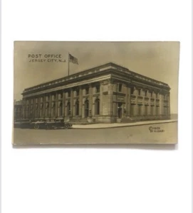 NJ Jersey City New Jersey RPPC Photo Postcard Post Office 1929 Signed R. Coari - Picture 1 of 4