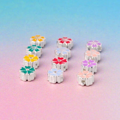 925 Sterling Silber Kirschblüten Blume Zwischenteil Spacer Perle F1180 - Bild 1 von 4