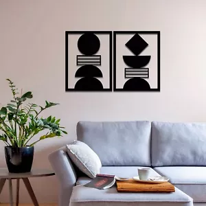 Minimalist Geometric Wooden Wall Art Set: Abstract Duo for Modern Decor - Picture 1 of 17