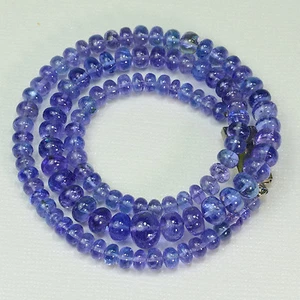 4.7MM-8.7MM Tanzanite Smooth Rondelle Bead 16 inch strand with silver clasp - Picture 1 of 3
