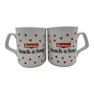 Vintage Mugs Batchelors Snack A Soups Retro 1980's Kitchen 80's Kitsch Ceramic. - Picture 1 of 12