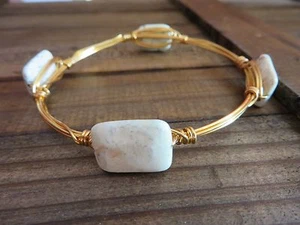 Brazalete Hecho a Mano en EE. UU. Inspirado en Diseñador con Piedras Preciosas de Alambre GP 24 KT - Imagen 1 de 14