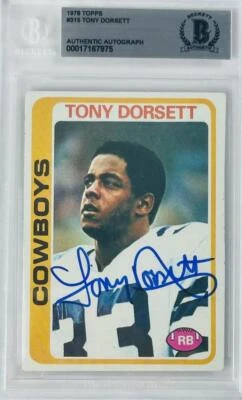 TONY DORSETT FIRMADO 1978 TOPPS RC NOVATO DALLAS COWBOYS BECKET LOSA BAS 975 Foto 1 de 2