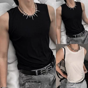 Herren ärmelloses Tank Top für Fitnessstudio elastisch solide Weste für Muske - Picture 1 of 28