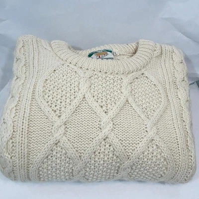 Suéter Gaeltarra De Colección Para Hombre Talla L 100% Lana Pescador Irlandés Grueso Tejido con Cable Foto 1 de 4