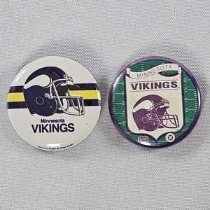 Lote De 2 Botones Pinback Vintage Años 80 Minnesota Vikings 1.25" Hecho En EE. UU. LEER⬇ - Imagen 1 de 8