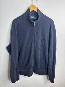 Polo Ralph Lauren Sweatshirt Mens XL Navy Blue Full Zip Mock Neck Pony Logo - Picture 1 of 7