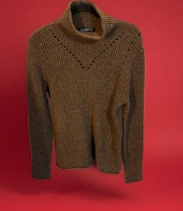Ralph Lauren Wool Black Label🖤Brown Mockneck Sweater Large GUC Nice Classic - Bild 1 von 24