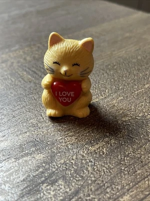 Я люблю тебя желтый кот сердце Russ Berrie миниатюрный винтажный Valentines фигурка безделушка - Изображение 1 из 4