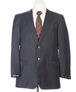Saks Fifth Avenue Zegna italienischer sportlicher Mantel Seide & Wolle Nadelstreifen 42 S blau schwarz - Bild 1 von 18