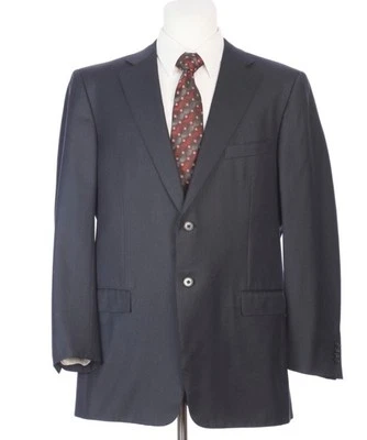 Abrigo deportivo Saks Fifth Avenue Zegna italiano de seda y lana a rayas 42S azul negro Foto 1 de 4