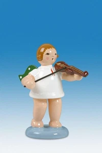 Angelo Musicante Angelo con Violino con Corona Altezza circa 6 cm NUOVO Angelo Legno Monti Metalliferi  - Foto 1 di 1