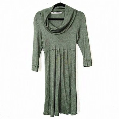 Michael Stars Women's Green Cowl Neck Knit  Sweater Dress One Size 3/4 Sleeve - Image 1 of 4