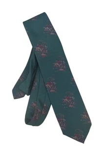 Vintage Robert Talbot Italian Silk And Wool Blend Green Polo Rider Classic Tie - Picture 1 of 3