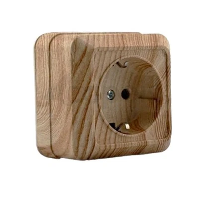 SCE SOLUTION LIMITED Schuko Steckdose Aufputz Eiche Holz Optik NOELA IP20 Innen Kunststoff