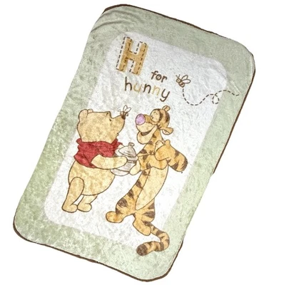 Winnie The Pooh Tigger H for Hunny Plush Fleece Crib Baby Blanket Vtg Bee Soft - Image 1 of 4