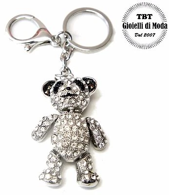 Portachiavi Uomo Donna Orso argento Ciondolo Borsa, Cristalli TBT-gioielli - Immagine 1 di 2