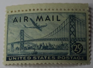 SCOTT #C36 1947 US Airmail 25¢ Oakland Bay Bridge Single Stamp MNH OG - Picture 1 of 2