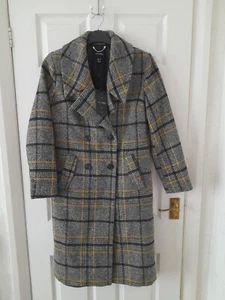 Tailored JD Williams Grey Checked Women Overcoat Size 10( 50%Polyester, 48% Wool - Picture 1 of 13