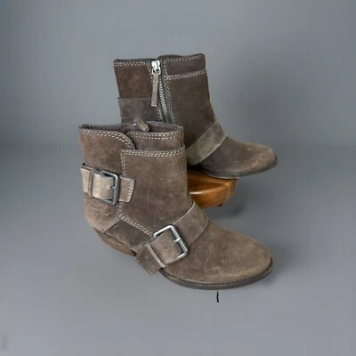 Nine West 5.5M Vintage America Ankle Boots Brown Suede Silver Buckles - Image 1 of 4