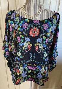 JOHNNY WAS Multi Seide Langarm Blumen Bluse Größe L UVP $ 235 -34 - Bild 1 von 7