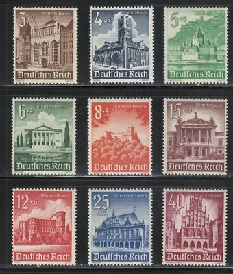 Germany 1940 MNH Mi 751-759 Sc B177-B185 Places in Germany & occupied cities ** - Image 1 of 2