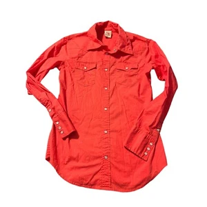 True Religion Pearl Snap Button Long Sleeve Shirt Salmon Coral Size Large - Picture 1 of 4