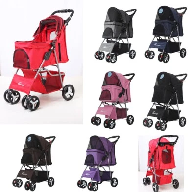 JX Pet Stroller Dog Cat Puppy Pram Pushchair Travel Cart Jogging Buggy Carrier  - Image 1 of 4