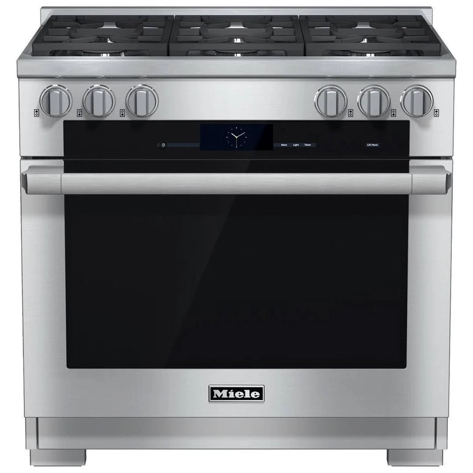 Miele HR1934DF 36 英寸不锈钢专业双燃料范围全新带盒 #132139 MPA — 第 1/3 张图片